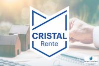 Logo SCPI Cristal rente sur fonds de maison en bois