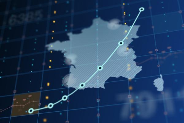 Un graphique devant la carte de la France